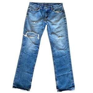 American Eagle Original Straight 32X34 Denim Distressed Jeans 100% cotton